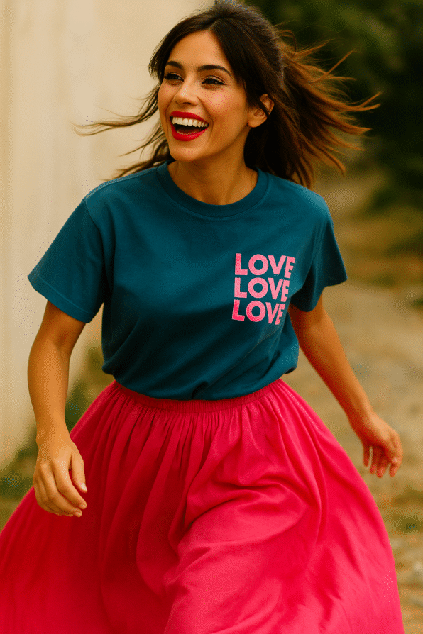 AGOTADA Camiseta azul LOVE - Imagen 2