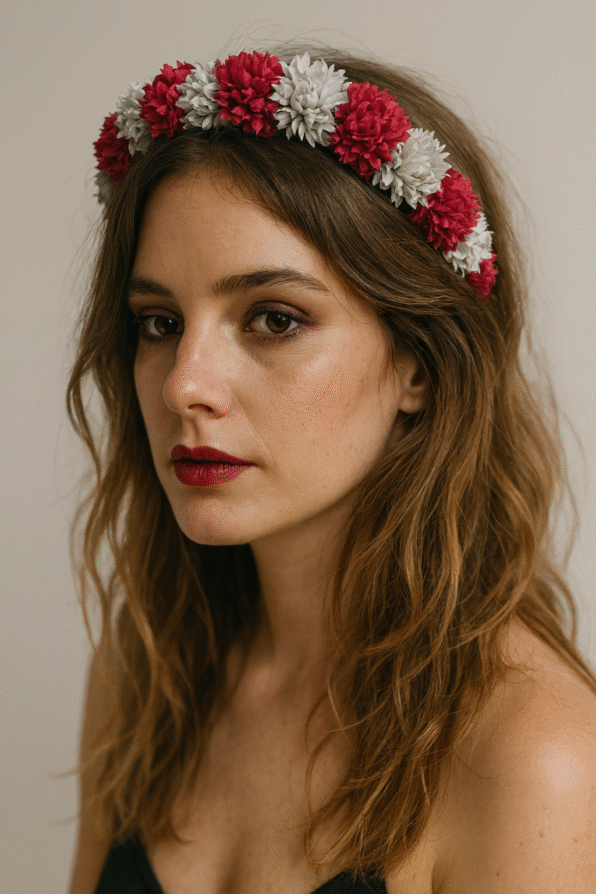 Diadema flores rojas y blancas – Romantic Bloom